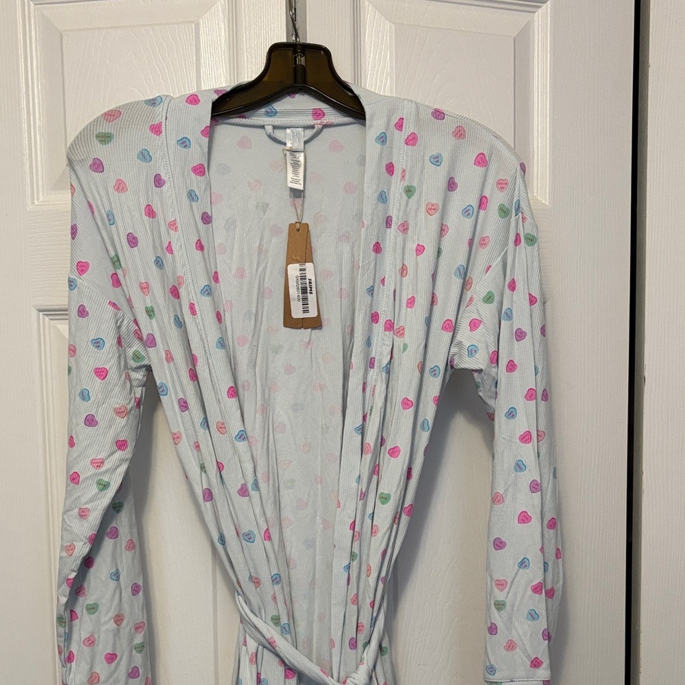 SKIMS 🩷🩵💙Soft Lounge Robe with Heart Print